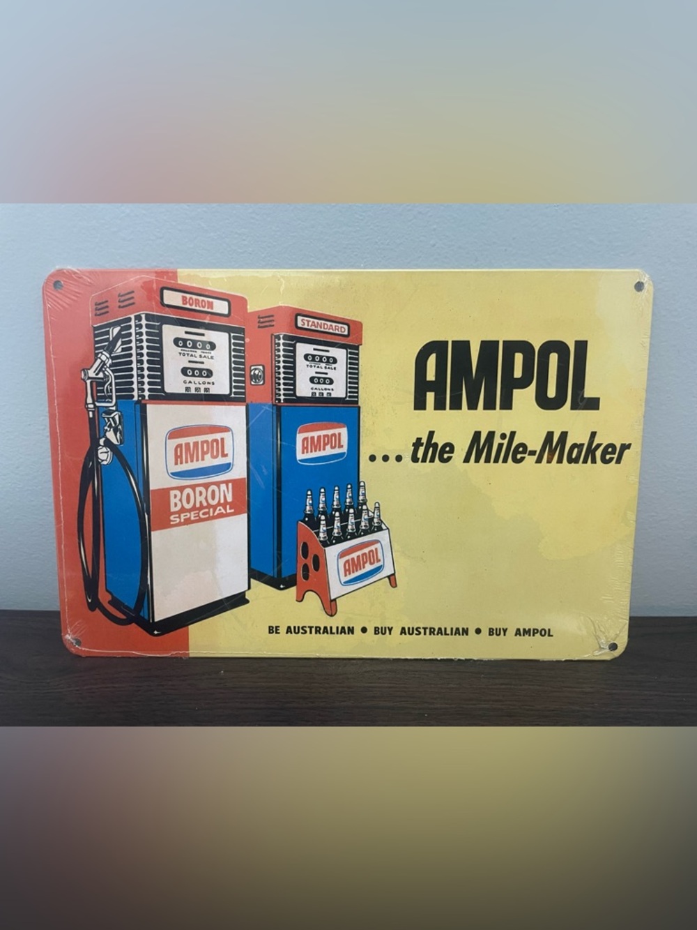 Ampol Vintage Gas Pump Advertising Sign - Yellow, Blue, Red ⭐️2 for 15 ⭐️